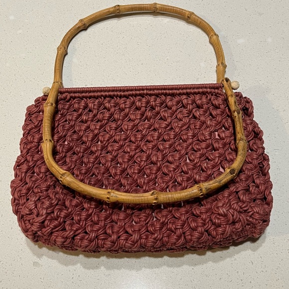 Vintage Dark pink bamboo handle purse light pink insides. Brand: Jamin-purch - Picture 2 of 3